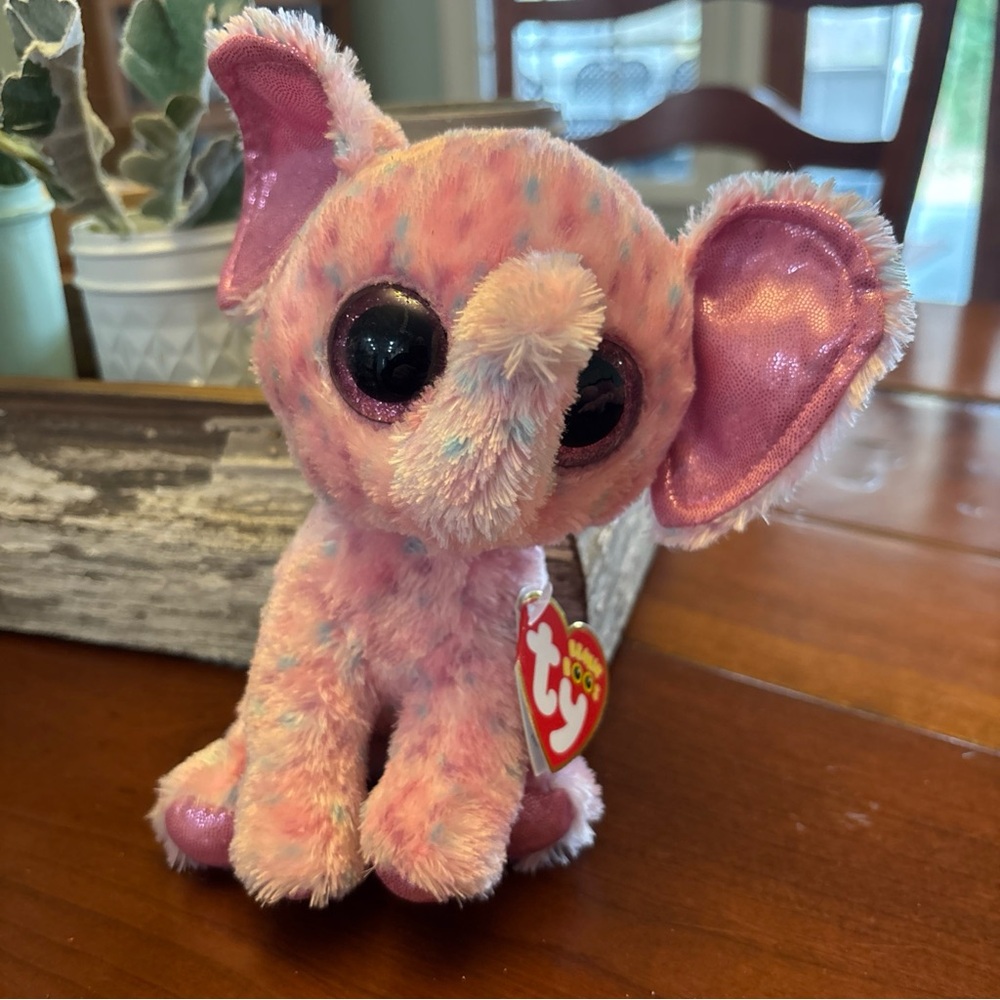 TY Beanie Boo Ellie Elephant plush pink sparkle eyes
6 inch
